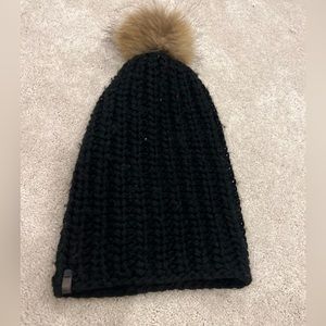 Rudsak Woven Black Hat with Pom Pom, 100% Authentic
